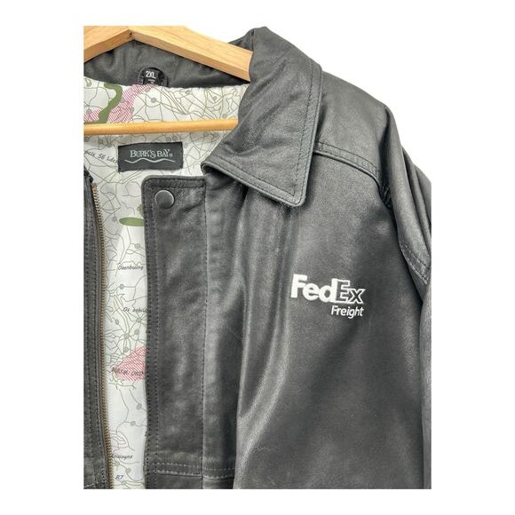 Burk’s Bay FedEx Freight Leather Jacket 2XL President Safety Team Black Coat - Picture 6 of 7